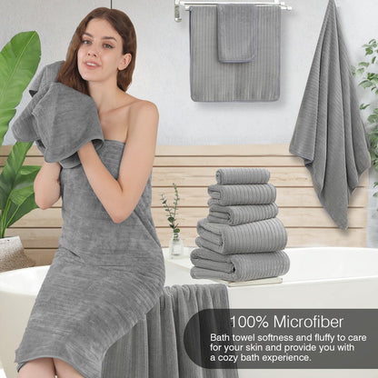Grey Hand Towels Set 16x31 Inches,Soft Microfibers Bathroom Towel Set 2 Pack,Highly Absorbent Quick Dry Luxury Towel Hotel Spa Gym Hand Towel Collection for Bathroom