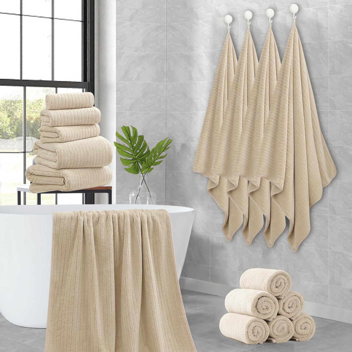Grey Hand Towels Set 16x31 Inches,Soft Microfibers Bathroom Towel Set 2 Pack,Highly Absorbent Quick Dry Luxury Towel Hotel Spa Gym Hand Towel Collection for Bathroom