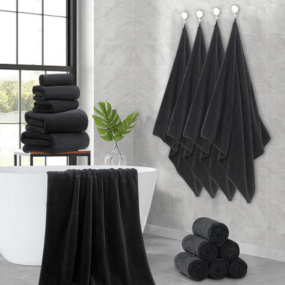 Grey Hand Towels Set 16x31 Inches,Soft Microfibers Bathroom Towel Set 2 Pack,Highly Absorbent Quick Dry Luxury Towel Hotel Spa Gym Hand Towel Collection for Bathroom