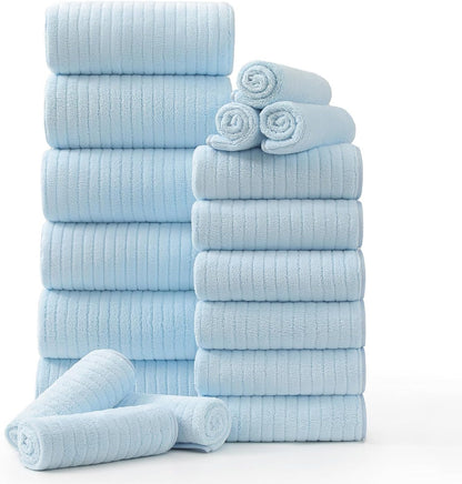 Grey Hand Towels Set 16x31 Inches,Soft Microfibers Bathroom Towel Set 2 Pack,Highly Absorbent Quick Dry Luxury Towel Hotel Spa Gym Hand Towel Collection for Bathroom