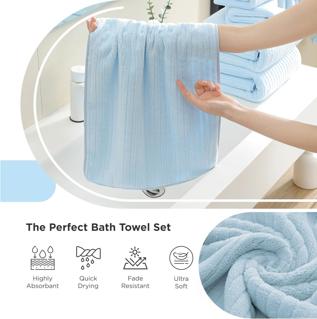 Grey Hand Towels Set 16x31 Inches,Soft Microfibers Bathroom Towel Set 2 Pack,Highly Absorbent Quick Dry Luxury Towel Hotel Spa Gym Hand Towel Collection for Bathroom