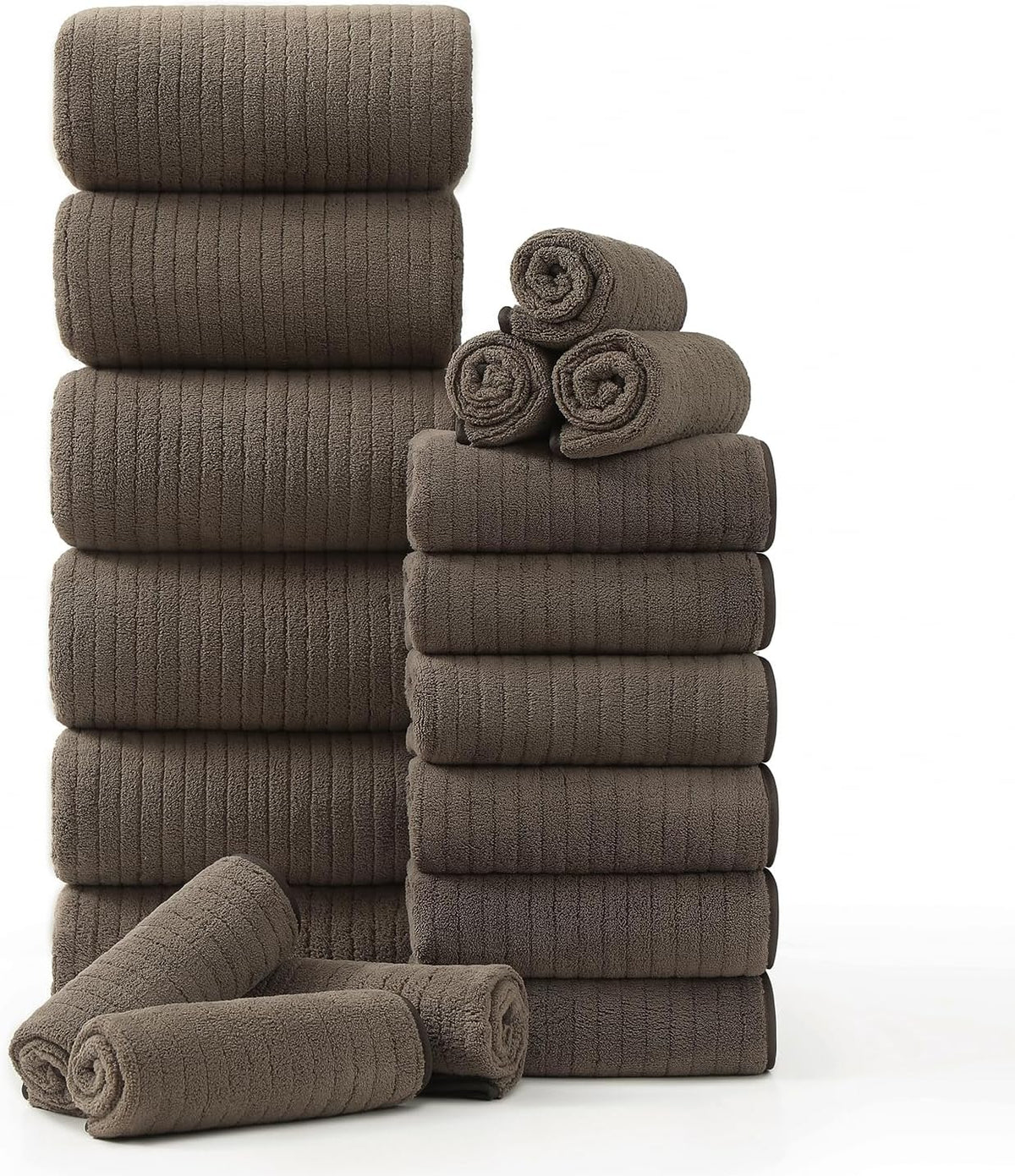 Grey Hand Towels Set 16x31 Inches,Soft Microfibers Bathroom Towel Set 2 Pack,Highly Absorbent Quick Dry Luxury Towel Hotel Spa Gym Hand Towel Collection for Bathroom