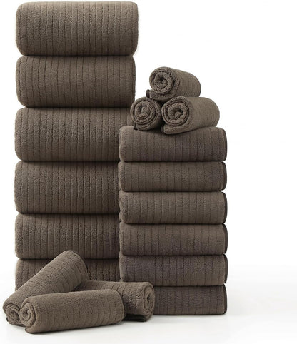 Grey Hand Towels Set 16x31 Inches,Soft Microfibers Bathroom Towel Set 2 Pack,Highly Absorbent Quick Dry Luxury Towel Hotel Spa Gym Hand Towel Collection for Bathroom
