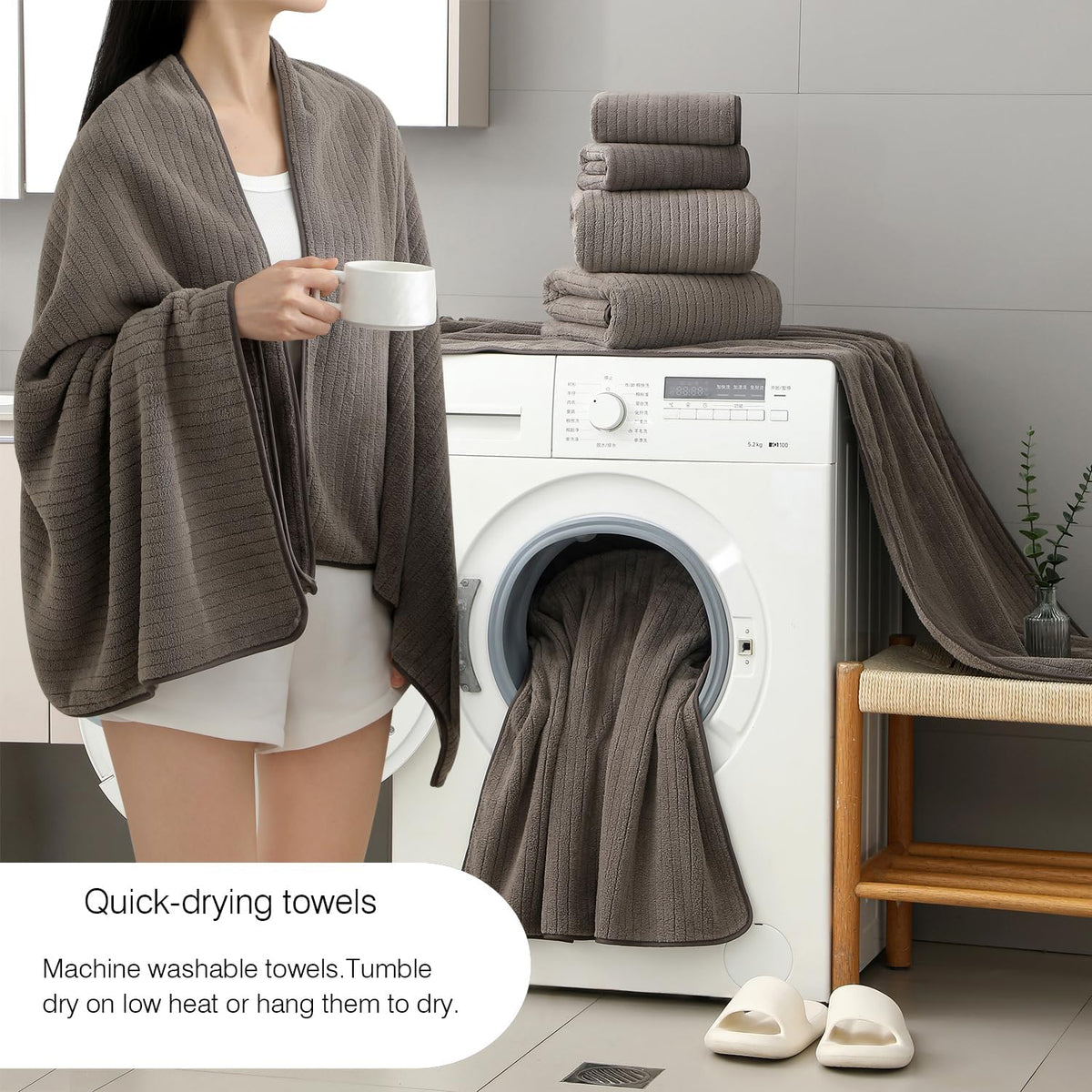 Grey Hand Towels Set 16x31 Inches,Soft Microfibers Bathroom Towel Set 2 Pack,Highly Absorbent Quick Dry Luxury Towel Hotel Spa Gym Hand Towel Collection for Bathroom