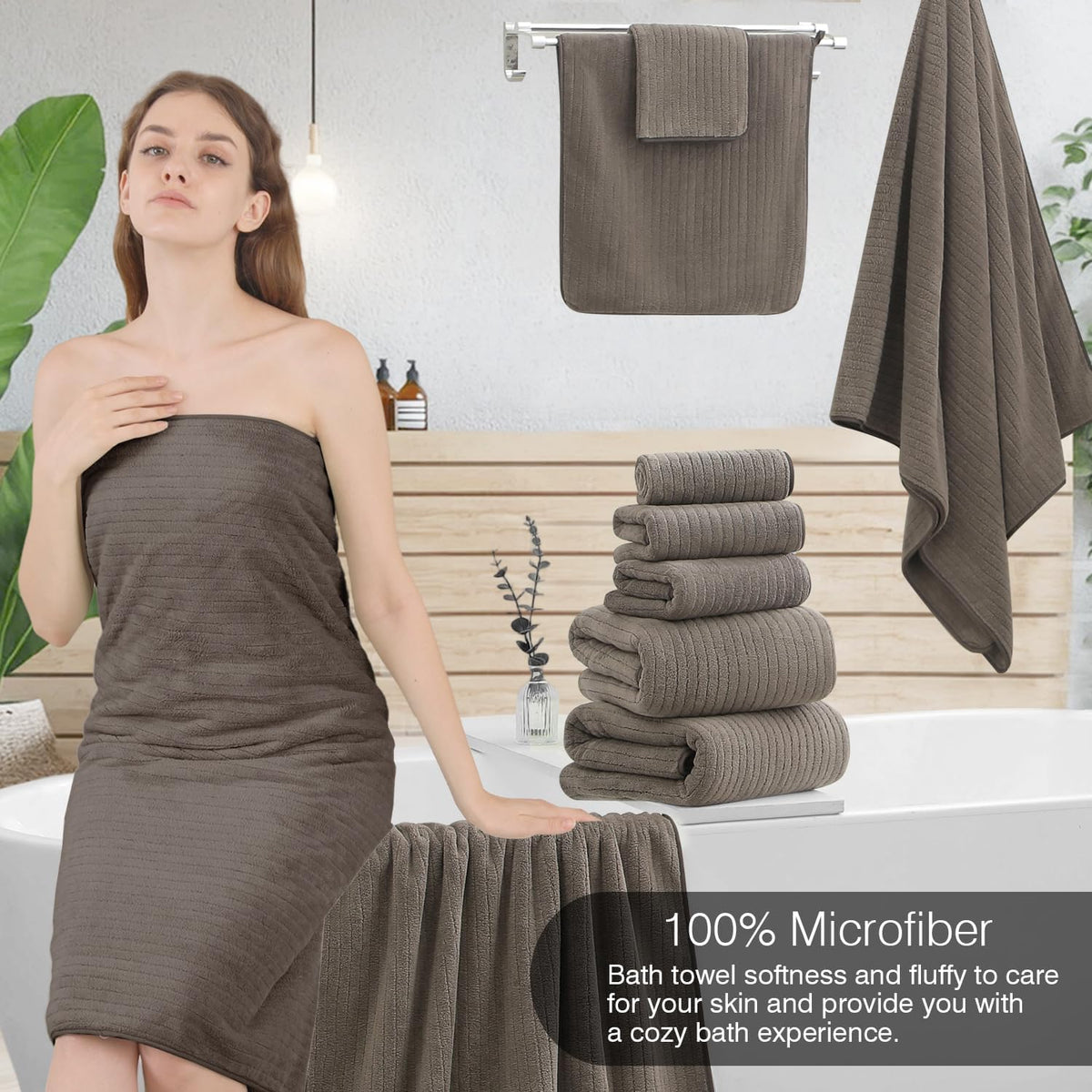 Grey Hand Towels Set 16x31 Inches,Soft Microfibers Bathroom Towel Set 2 Pack,Highly Absorbent Quick Dry Luxury Towel Hotel Spa Gym Hand Towel Collection for Bathroom