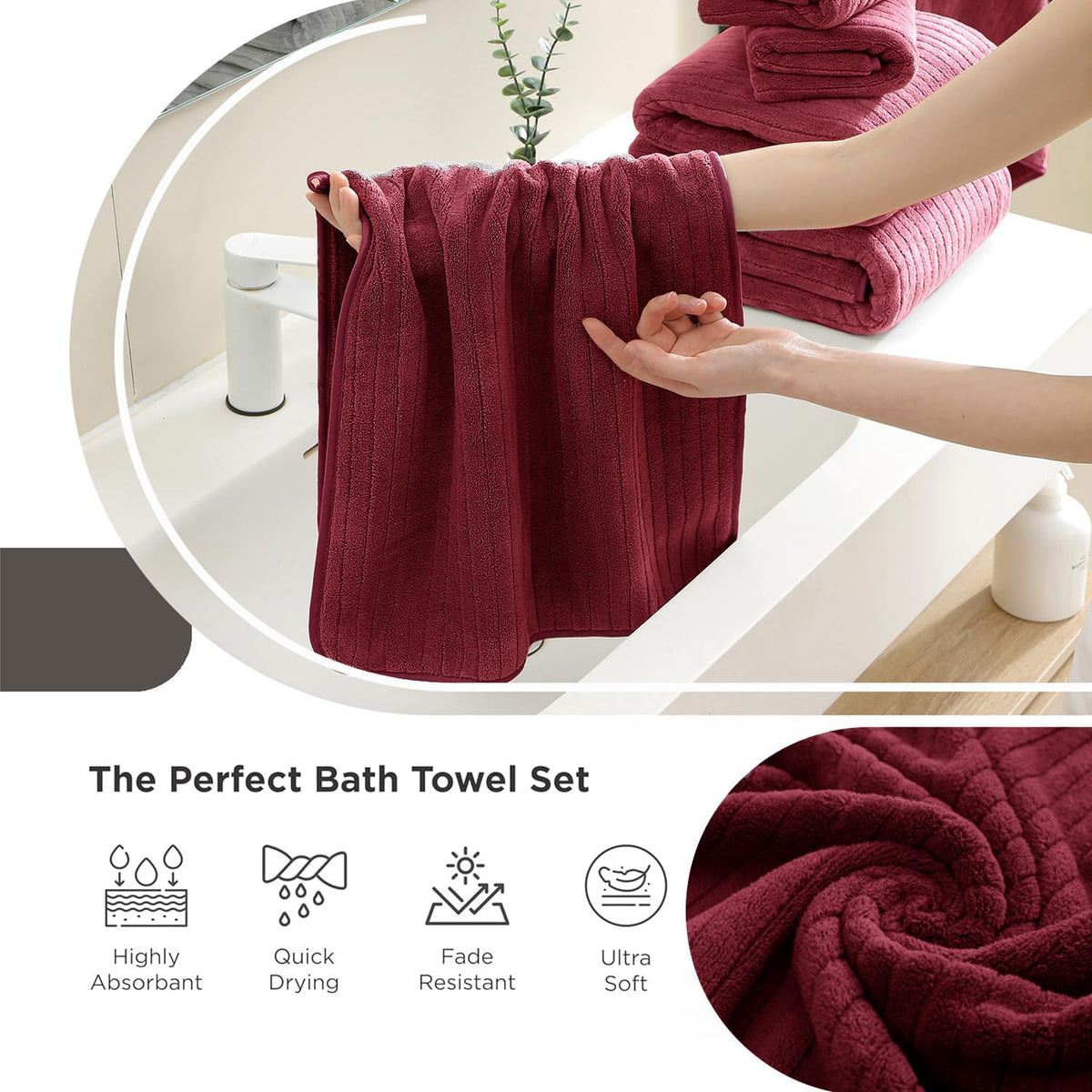 Grey Hand Towels Set 16x31 Inches,Soft Microfibers Bathroom Towel Set 2 Pack,Highly Absorbent Quick Dry Luxury Towel Hotel Spa Gym Hand Towel Collection for Bathroom