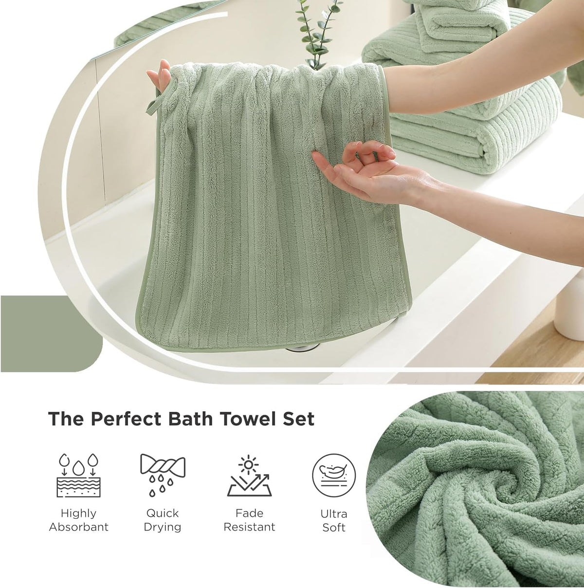 Grey Hand Towels Set 16x31 Inches,Soft Microfibers Bathroom Towel Set 2 Pack,Highly Absorbent Quick Dry Luxury Towel Hotel Spa Gym Hand Towel Collection for Bathroom