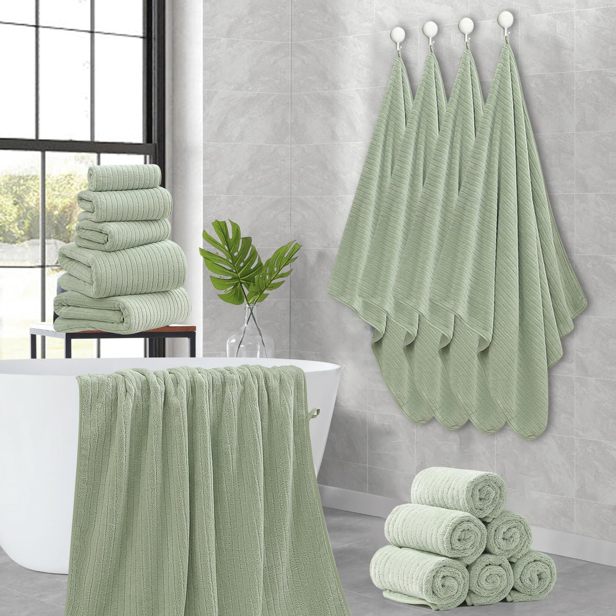 Grey Hand Towels Set 16x31 Inches,Soft Microfibers Bathroom Towel Set 2 Pack,Highly Absorbent Quick Dry Luxury Towel Hotel Spa Gym Hand Towel Collection for Bathroom