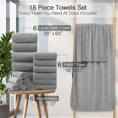 Grey Hand Towels Set 16x31 Inches,Soft Microfibers Bathroom Towel Set 2 Pack,Highly Absorbent Quick Dry Luxury Towel Hotel Spa Gym Hand Towel Collection for Bathroom