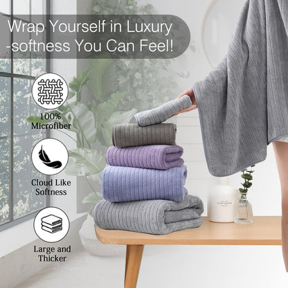 Grey Hand Towels Set 16x31 Inches,Soft Microfibers Bathroom Towel Set 2 Pack,Highly Absorbent Quick Dry Luxury Towel Hotel Spa Gym Hand Towel Collection for Bathroom