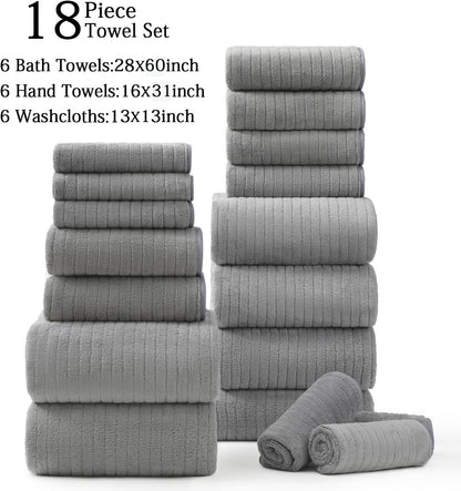 Grey Hand Towels Set 16x31 Inches,Soft Microfibers Bathroom Towel Set 2 Pack,Highly Absorbent Quick Dry Luxury Towel Hotel Spa Gym Hand Towel Collection for Bathroom