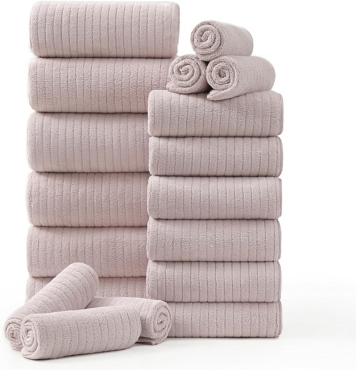 Grey Hand Towels Set 16x31 Inches,Soft Microfibers Bathroom Towel Set 2 Pack,Highly Absorbent Quick Dry Luxury Towel Hotel Spa Gym Hand Towel Collection for Bathroom
