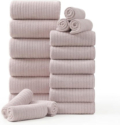 Grey Hand Towels Set 16x31 Inches,Soft Microfibers Bathroom Towel Set 2 Pack,Highly Absorbent Quick Dry Luxury Towel Hotel Spa Gym Hand Towel Collection for Bathroom