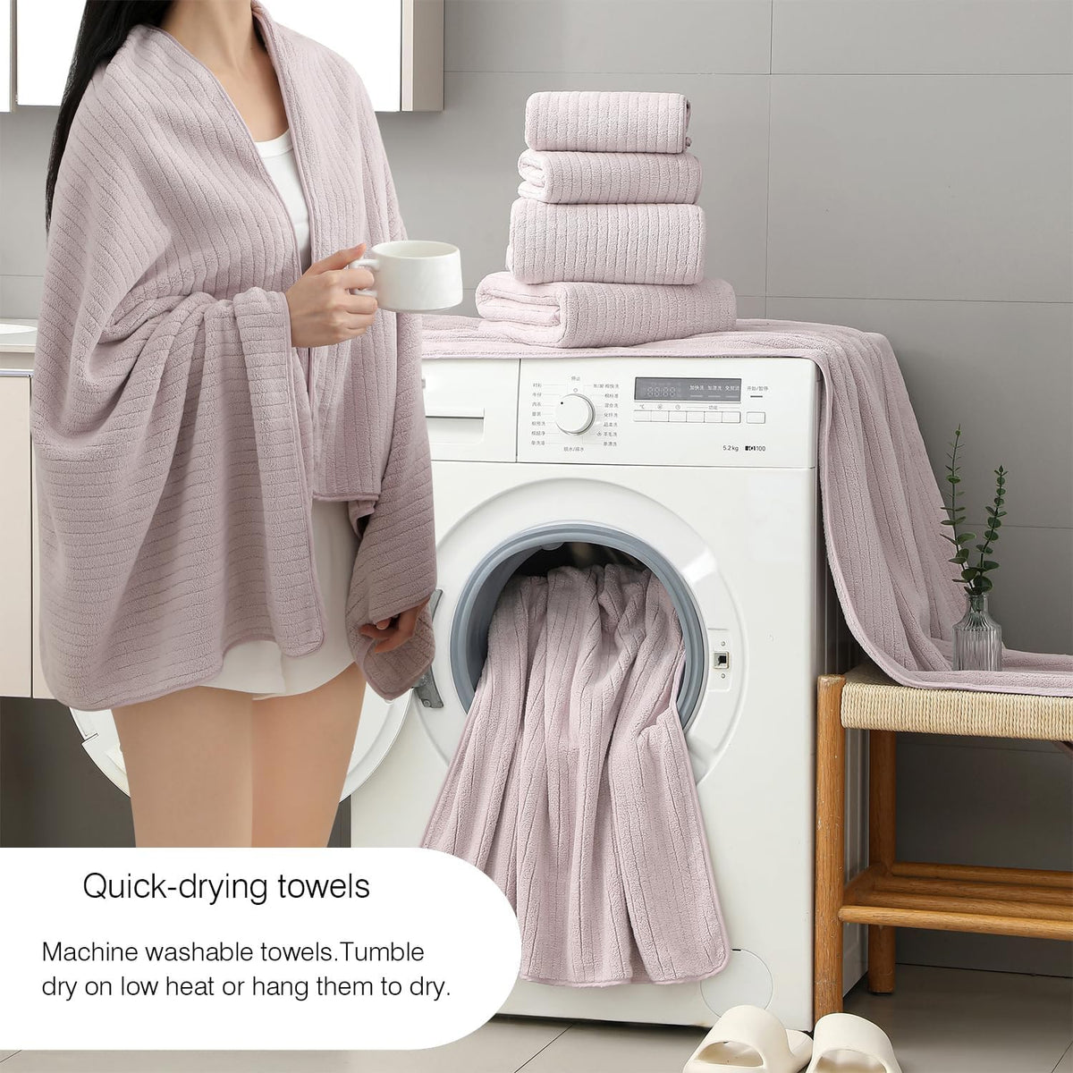 Grey Hand Towels Set 16x31 Inches,Soft Microfibers Bathroom Towel Set 2 Pack,Highly Absorbent Quick Dry Luxury Towel Hotel Spa Gym Hand Towel Collection for Bathroom