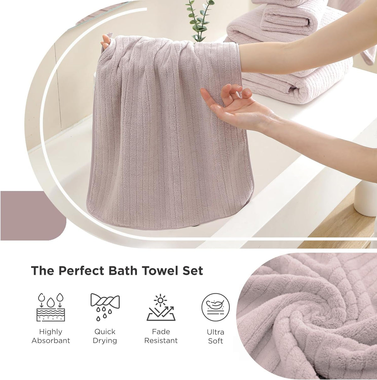 Grey Hand Towels Set 16x31 Inches,Soft Microfibers Bathroom Towel Set 2 Pack,Highly Absorbent Quick Dry Luxury Towel Hotel Spa Gym Hand Towel Collection for Bathroom