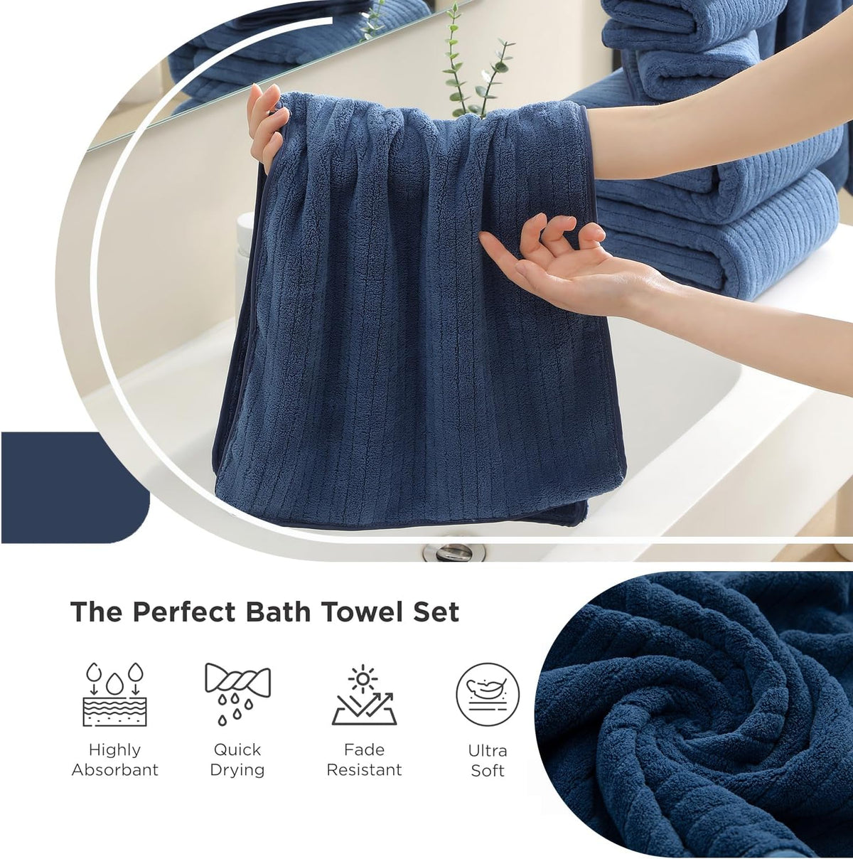 Grey Hand Towels Set 16x31 Inches,Soft Microfibers Bathroom Towel Set 2 Pack,Highly Absorbent Quick Dry Luxury Towel Hotel Spa Gym Hand Towel Collection for Bathroom