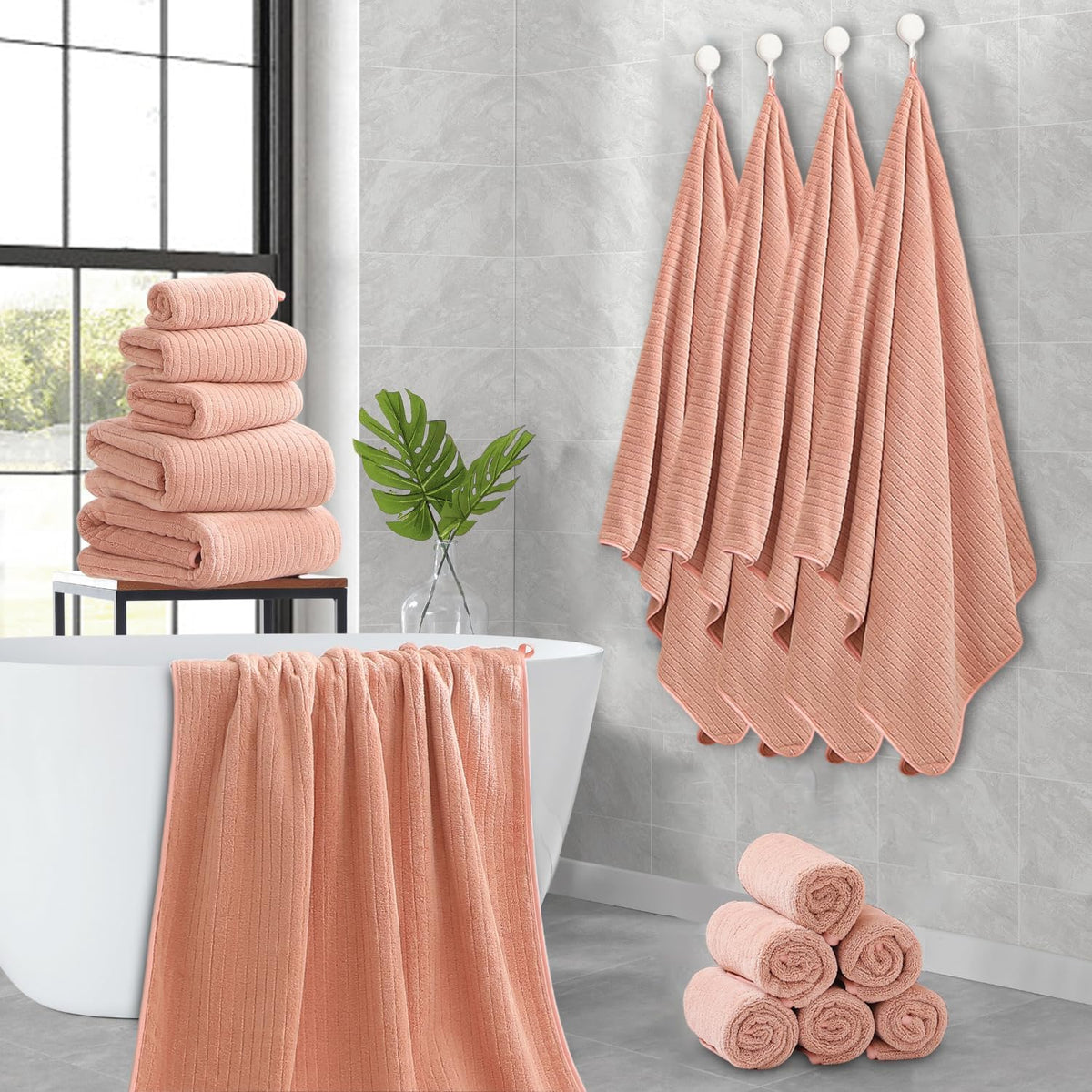 Grey Hand Towels Set 16x31 Inches,Soft Microfibers Bathroom Towel Set 2 Pack,Highly Absorbent Quick Dry Luxury Towel Hotel Spa Gym Hand Towel Collection for Bathroom