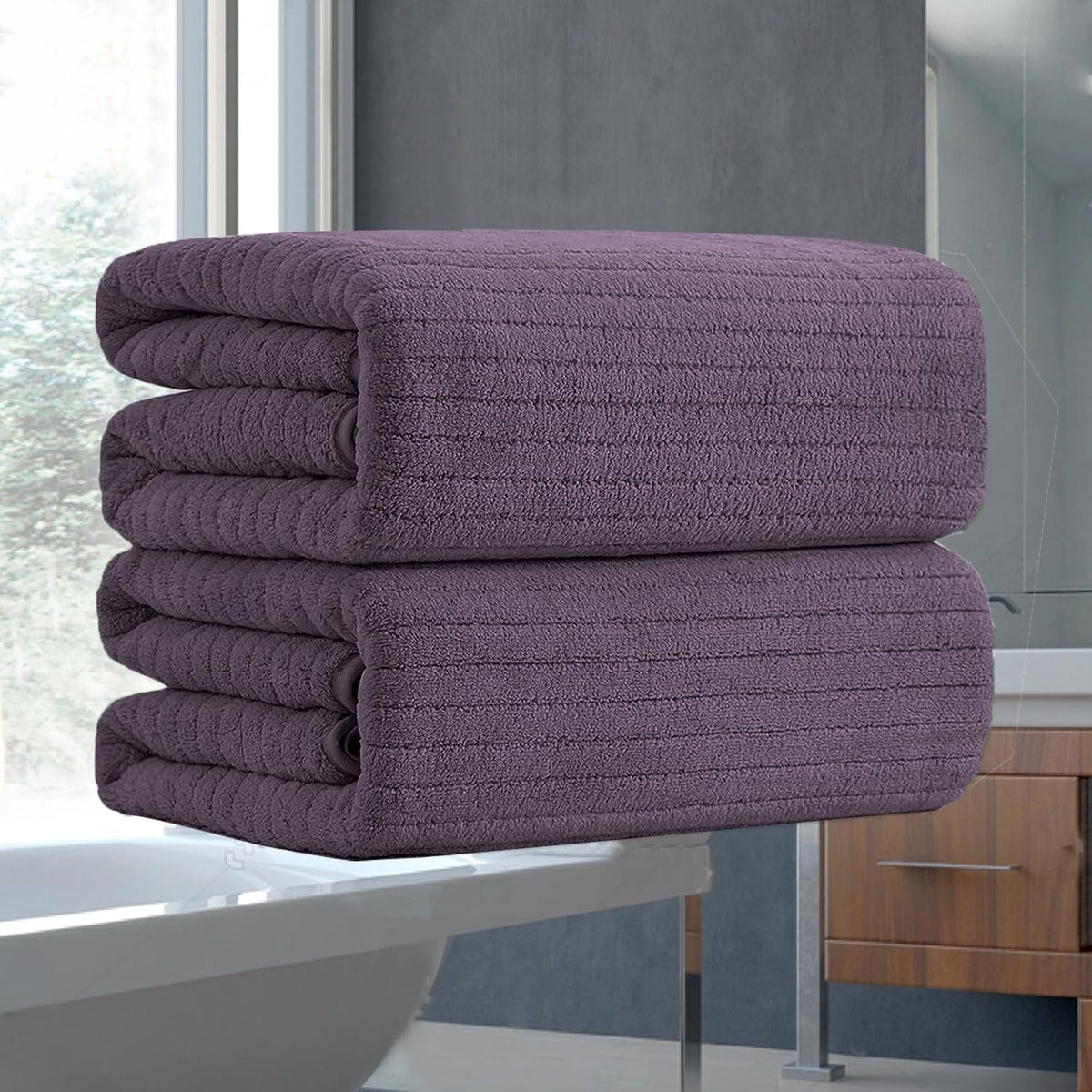 Grey Hand Towels Set 16x31 Inches,Soft Microfibers Bathroom Towel Set 2 Pack,Highly Absorbent Quick Dry Luxury Towel Hotel Spa Gym Hand Towel Collection for Bathroom