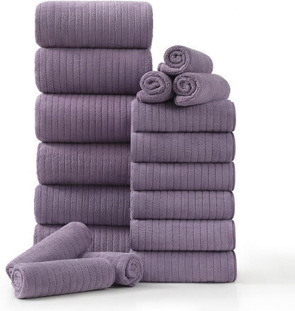Grey Hand Towels Set 16x31 Inches,Soft Microfibers Bathroom Towel Set 2 Pack,Highly Absorbent Quick Dry Luxury Towel Hotel Spa Gym Hand Towel Collection for Bathroom