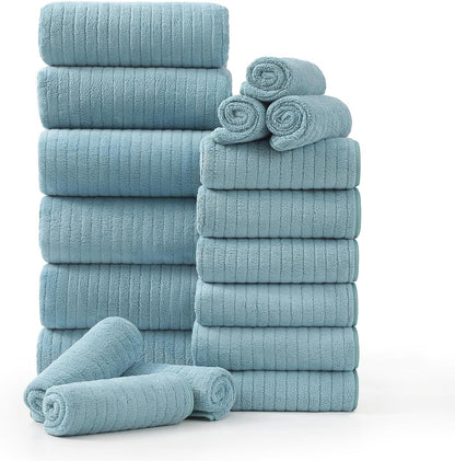 Grey Hand Towels Set 16x31 Inches,Soft Microfibers Bathroom Towel Set 2 Pack,Highly Absorbent Quick Dry Luxury Towel Hotel Spa Gym Hand Towel Collection for Bathroom