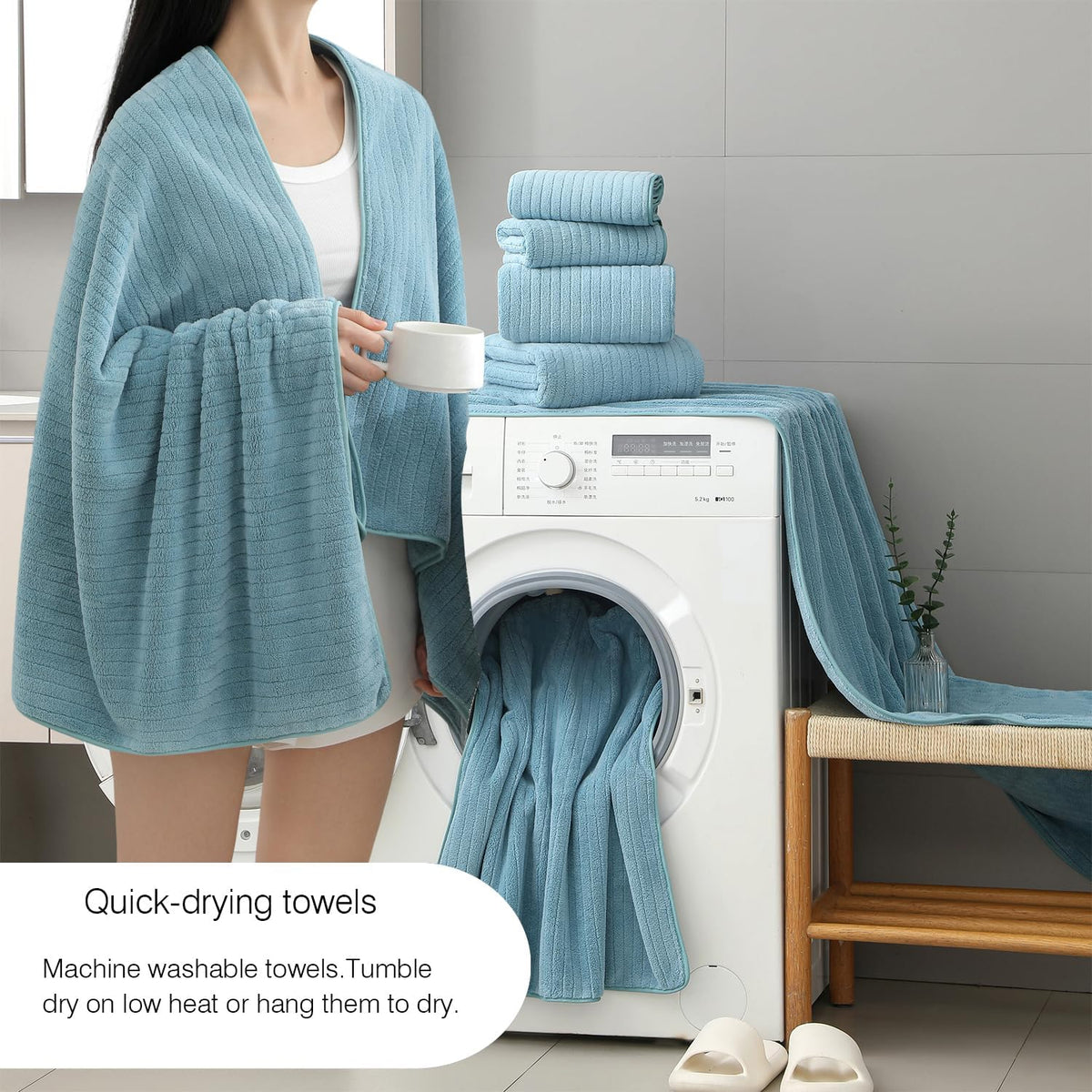 Grey Hand Towels Set 16x31 Inches,Soft Microfibers Bathroom Towel Set 2 Pack,Highly Absorbent Quick Dry Luxury Towel Hotel Spa Gym Hand Towel Collection for Bathroom