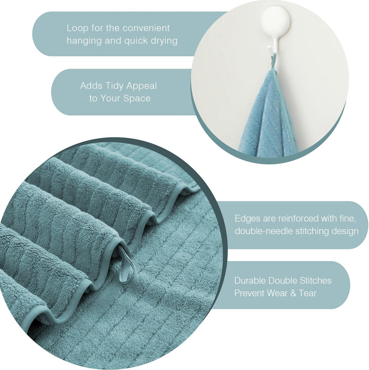 Grey Hand Towels Set 16x31 Inches,Soft Microfibers Bathroom Towel Set 2 Pack,Highly Absorbent Quick Dry Luxury Towel Hotel Spa Gym Hand Towel Collection for Bathroom