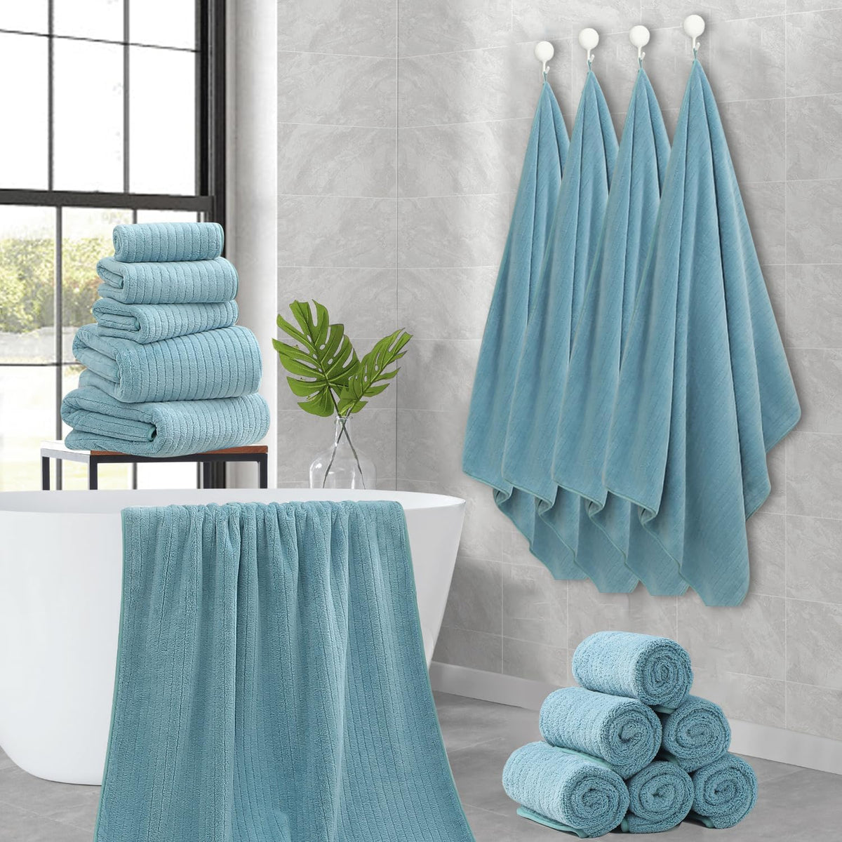 Grey Hand Towels Set 16x31 Inches,Soft Microfibers Bathroom Towel Set 2 Pack,Highly Absorbent Quick Dry Luxury Towel Hotel Spa Gym Hand Towel Collection for Bathroom