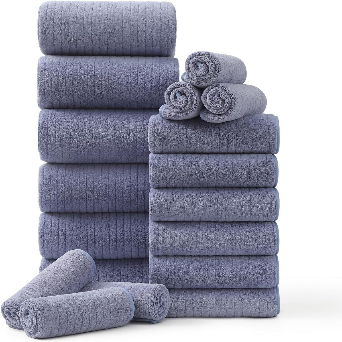 Grey Hand Towels Set 16x31 Inches,Soft Microfibers Bathroom Towel Set 2 Pack,Highly Absorbent Quick Dry Luxury Towel Hotel Spa Gym Hand Towel Collection for Bathroom