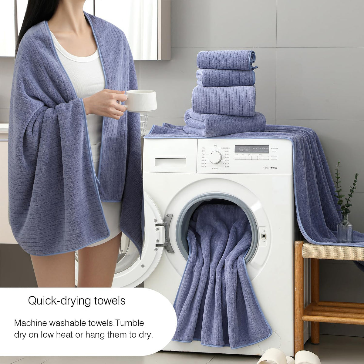 Grey Hand Towels Set 16x31 Inches,Soft Microfibers Bathroom Towel Set 2 Pack,Highly Absorbent Quick Dry Luxury Towel Hotel Spa Gym Hand Towel Collection for Bathroom