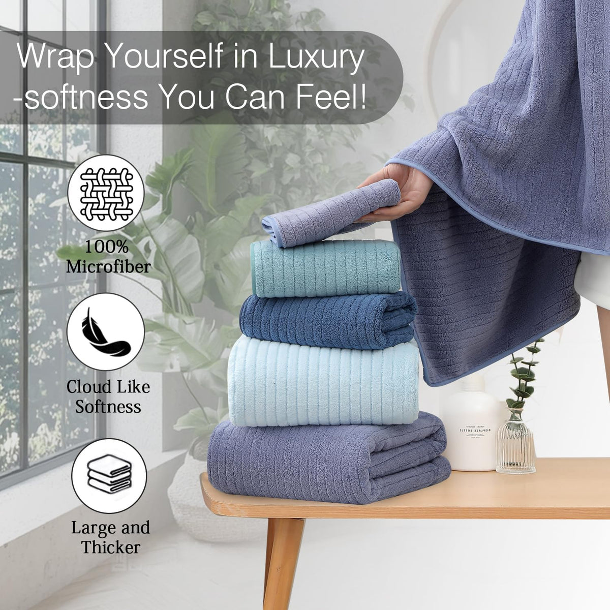 Grey Hand Towels Set 16x31 Inches,Soft Microfibers Bathroom Towel Set 2 Pack,Highly Absorbent Quick Dry Luxury Towel Hotel Spa Gym Hand Towel Collection for Bathroom