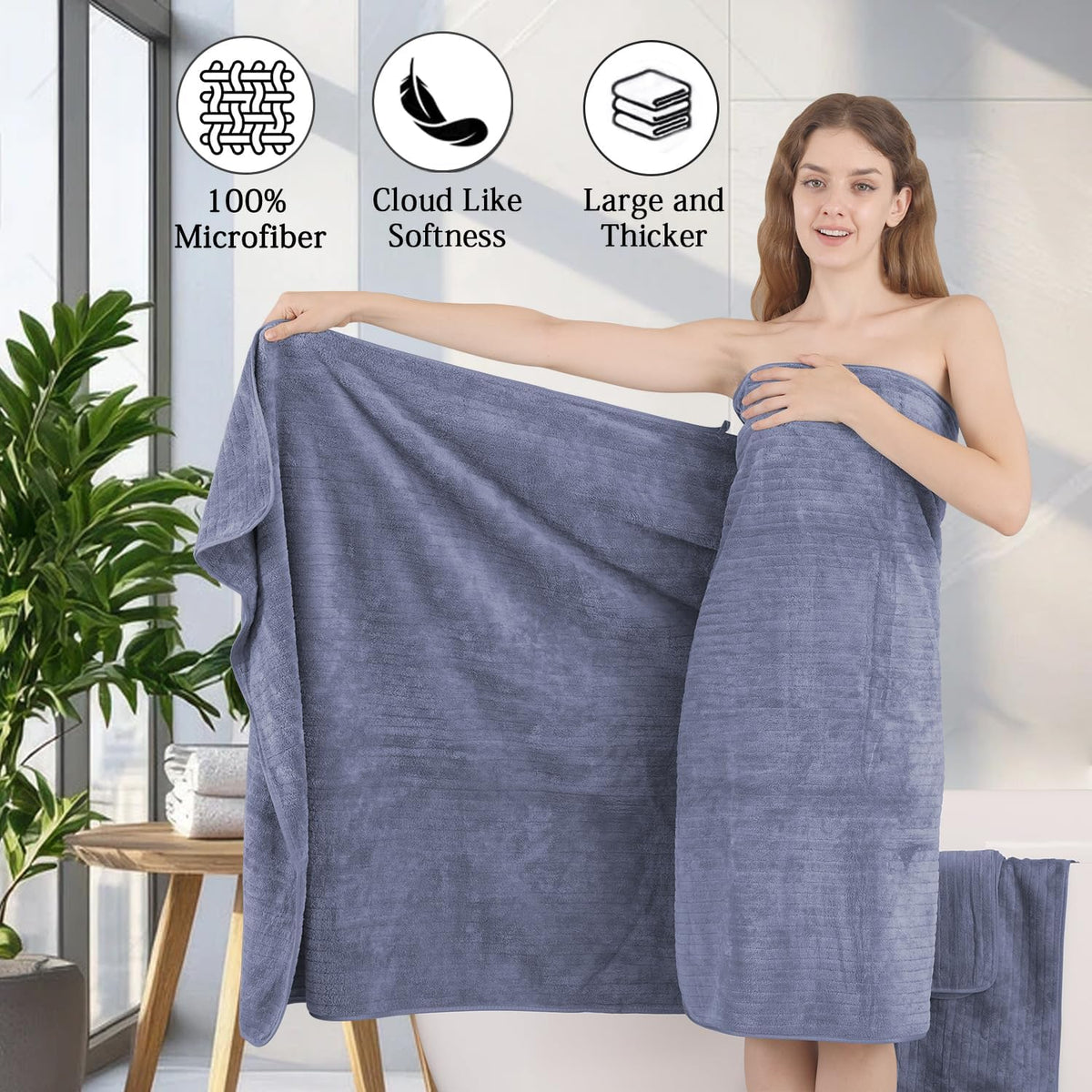 Grey Hand Towels Set 16x31 Inches,Soft Microfibers Bathroom Towel Set 2 Pack,Highly Absorbent Quick Dry Luxury Towel Hotel Spa Gym Hand Towel Collection for Bathroom