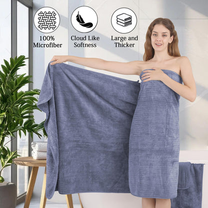 Grey Hand Towels Set 16x31 Inches,Soft Microfibers Bathroom Towel Set 2 Pack,Highly Absorbent Quick Dry Luxury Towel Hotel Spa Gym Hand Towel Collection for Bathroom