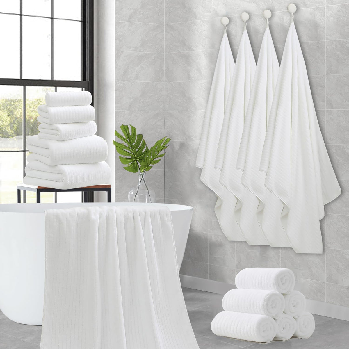 Grey Hand Towels Set 16x31 Inches,Soft Microfibers Bathroom Towel Set 2 Pack,Highly Absorbent Quick Dry Luxury Towel Hotel Spa Gym Hand Towel Collection for Bathroom