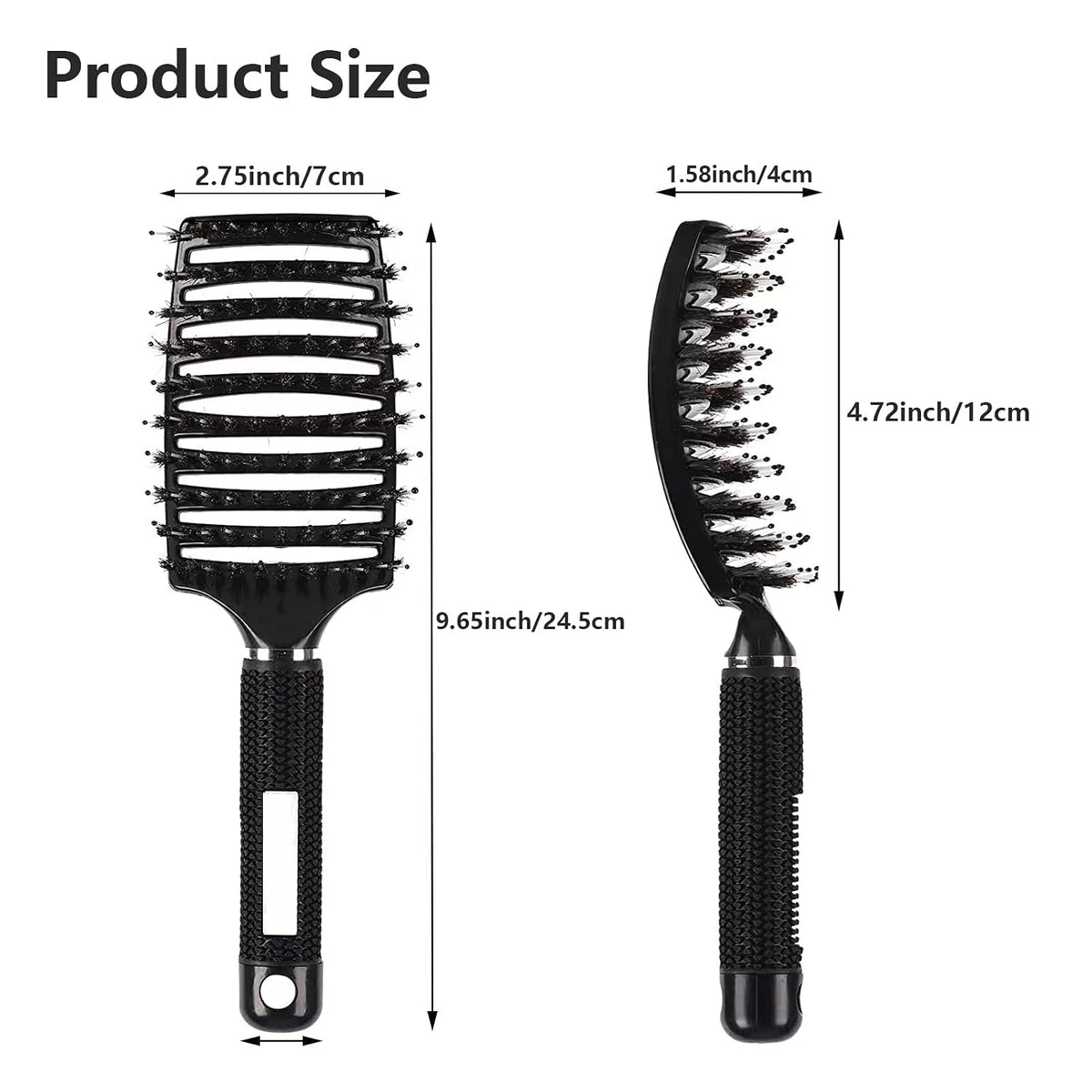 2 PACK Boar Bristle Hair Brush No Pull Curved Vented Detangler Hair Brushes Fast Blow Drying Hair Brush for Men Women Wet Dry Long Thin Thick Curly Tangled Hair (pink+blue)