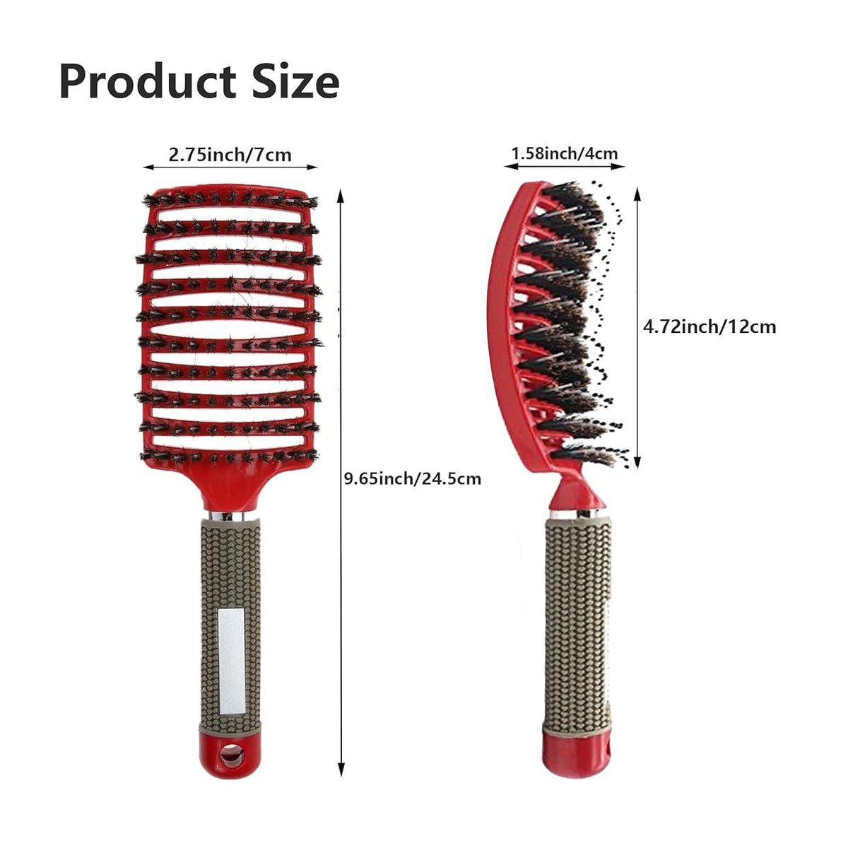 2 PACK Boar Bristle Hair Brush No Pull Curved Vented Detangler Hair Brushes Fast Blow Drying Hair Brush for Men Women Wet Dry Long Thin Thick Curly Tangled Hair (pink+blue)