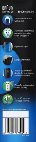 Electric Series 3 Razor with Precision Trimmer, Rechargeable, Wet & Dry Foil Shaver for Men, Blue/Black, 4 Piece | Precision Trimmer, Rechargeable, Wet & Dry, Foil Shaver, 4 Piece