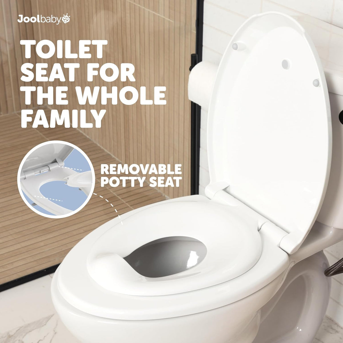 Quick Flip Toilet Seat with Built-in Potty & Splash Guard for Toddler Training, Slow Close (Elongated)