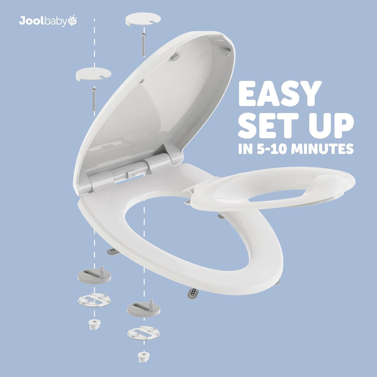 Quick Flip Toilet Seat with Built-in Potty & Splash Guard for Toddler Training, Slow Close (Elongated)