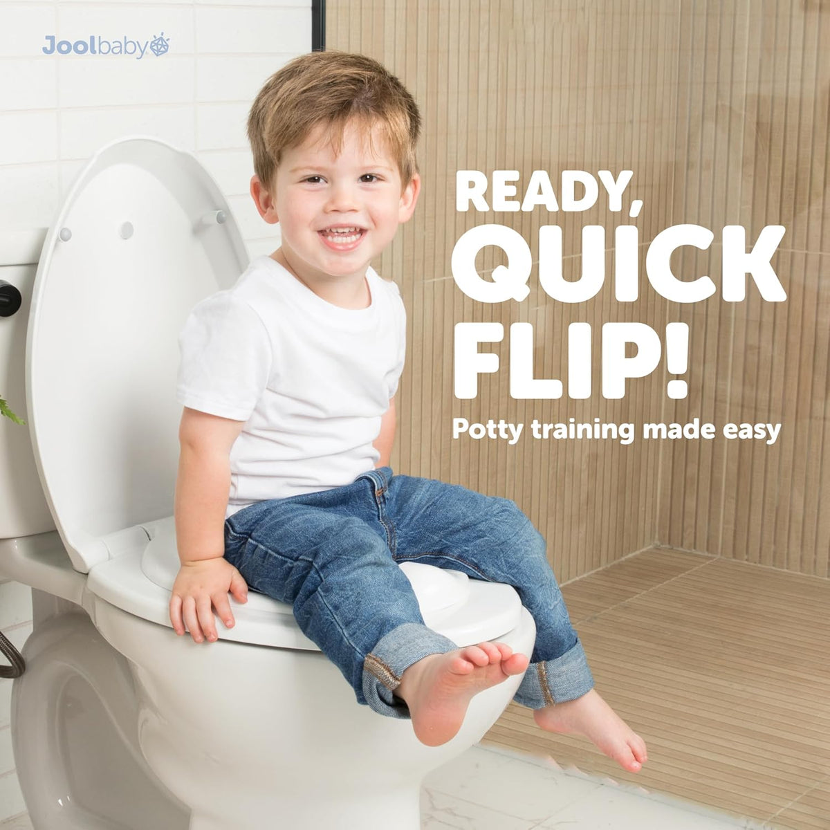 Quick Flip Toilet Seat with Built-in Potty & Splash Guard for Toddler Training, Slow Close (Elongated)