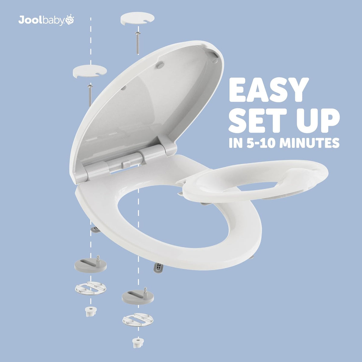 Quick Flip Toilet Seat with Built-in Potty & Splash Guard for Toddler Training, Slow Close (Elongated)