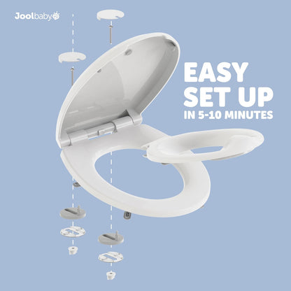 Quick Flip Toilet Seat with Built-in Potty & Splash Guard for Toddler Training, Slow Close (Elongated)