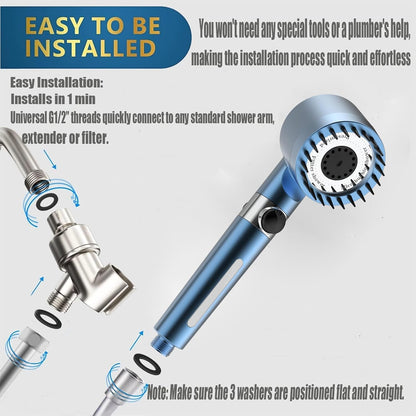 Shower Head with Handheld, Shower Heads High Pressure, High Flow Even with Low Water Pressure-Hand Held Showerhead Set,3 Modes Filtered Showerhead with 59″Replacement Hose/Bracket/Cotton Filters