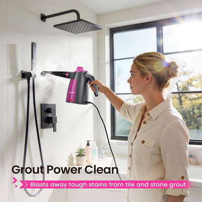 13Pcs Pressurized Handheld Steam Cleaner, Portable Deep Cleaning Steamer | Natural Deep Cleaning, Multi-Purpose for Home, Grout, Kitchen, Car, Window, Upholstery, Bathroom and Clothes