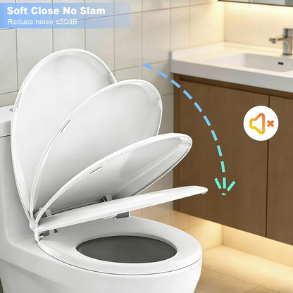 Toilet Seat Round with Soft Close, Top/Bottom Fixing 2 Mount Way, Compatible Round 16.5inch Toilet Seat, PP Material No Yellowing or Breakage