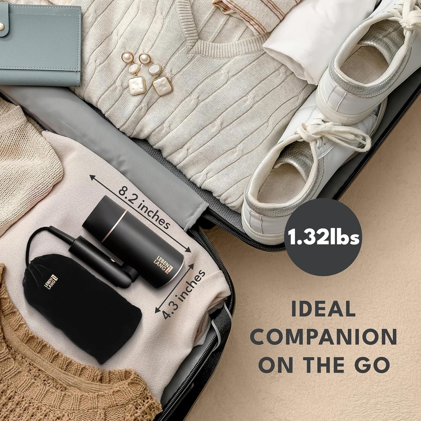Ionic Hair Dryer 1875W - Compact, Portable, Lightweight, with Diffuser and Bag for Travel