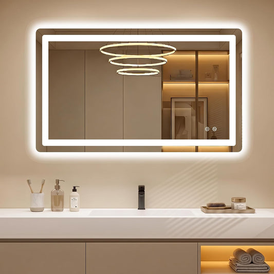 LED Bathroom Mirror with Lights, 2 Pack 24 x 36 Lighted Vanity Wall Mirror