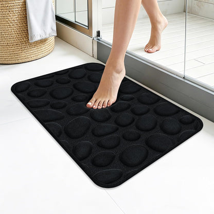 Stone Bath Mats, Non-Slip Memory Foam Bath Rugs, 16x24 DarkBlue | TPR Rubber Backing,Ultra Soft,Highly Absorbent,Machine Washable,Quick Dry for Tub and Shower, Home Decor Accessories