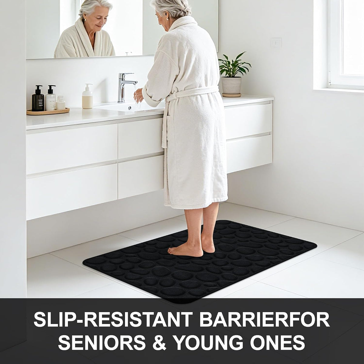 Stone Bath Mats, Non-Slip Memory Foam Bath Rugs, 16x24 DarkBlue | TPR Rubber Backing,Ultra Soft,Highly Absorbent,Machine Washable,Quick Dry for Tub and Shower, Home Decor Accessories