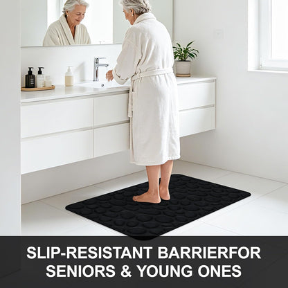 Stone Bath Mats, Non-Slip Memory Foam Bath Rugs, 16x24 DarkBlue | TPR Rubber Backing,Ultra Soft,Highly Absorbent,Machine Washable,Quick Dry for Tub and Shower, Home Decor Accessories