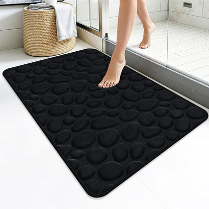 Stone Bath Mats, Non-Slip Memory Foam Bath Rugs, 16x24 DarkBlue | TPR Rubber Backing,Ultra Soft,Highly Absorbent,Machine Washable,Quick Dry for Tub and Shower, Home Decor Accessories